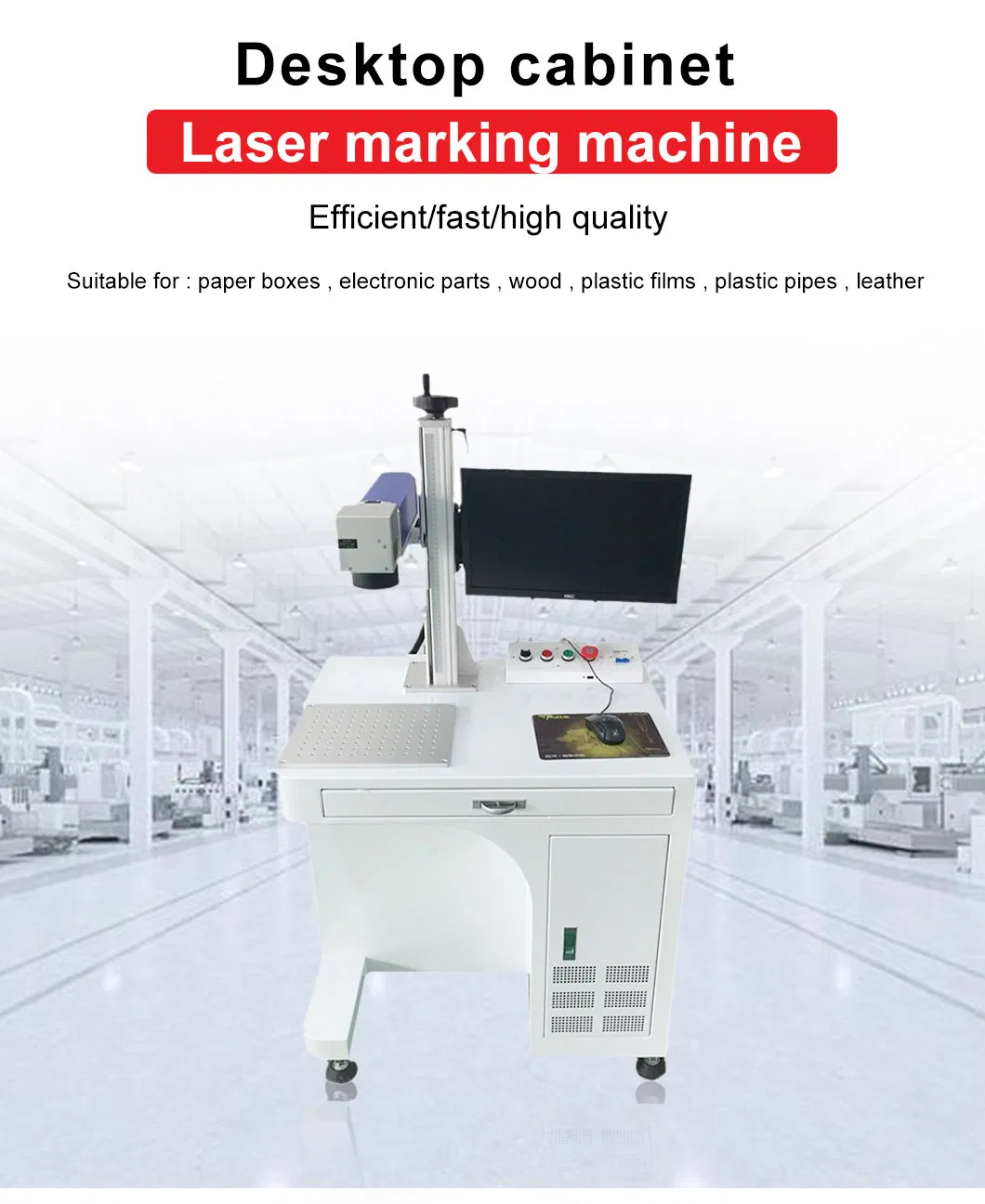 30W 50W CO2 Deaktop Laser Marking Machine for Plastic Bottle /Aluminium/Gold Jewelry Silver